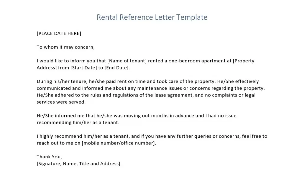 Rental Reference Letter Reference Letter Template Ref vrogue co